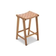 Casey Woven Leather Barstool | 66cm | Nude Tan gallery detail image