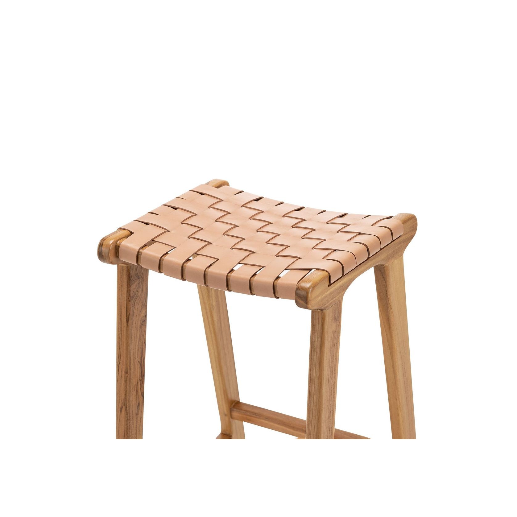 Casey Woven Leather Barstool | 66cm | Nude Tan gallery detail image