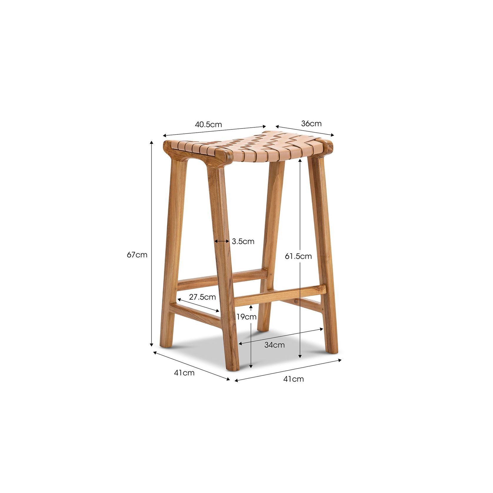 Casey Woven Leather Barstool | 66cm | Nude Tan gallery detail image