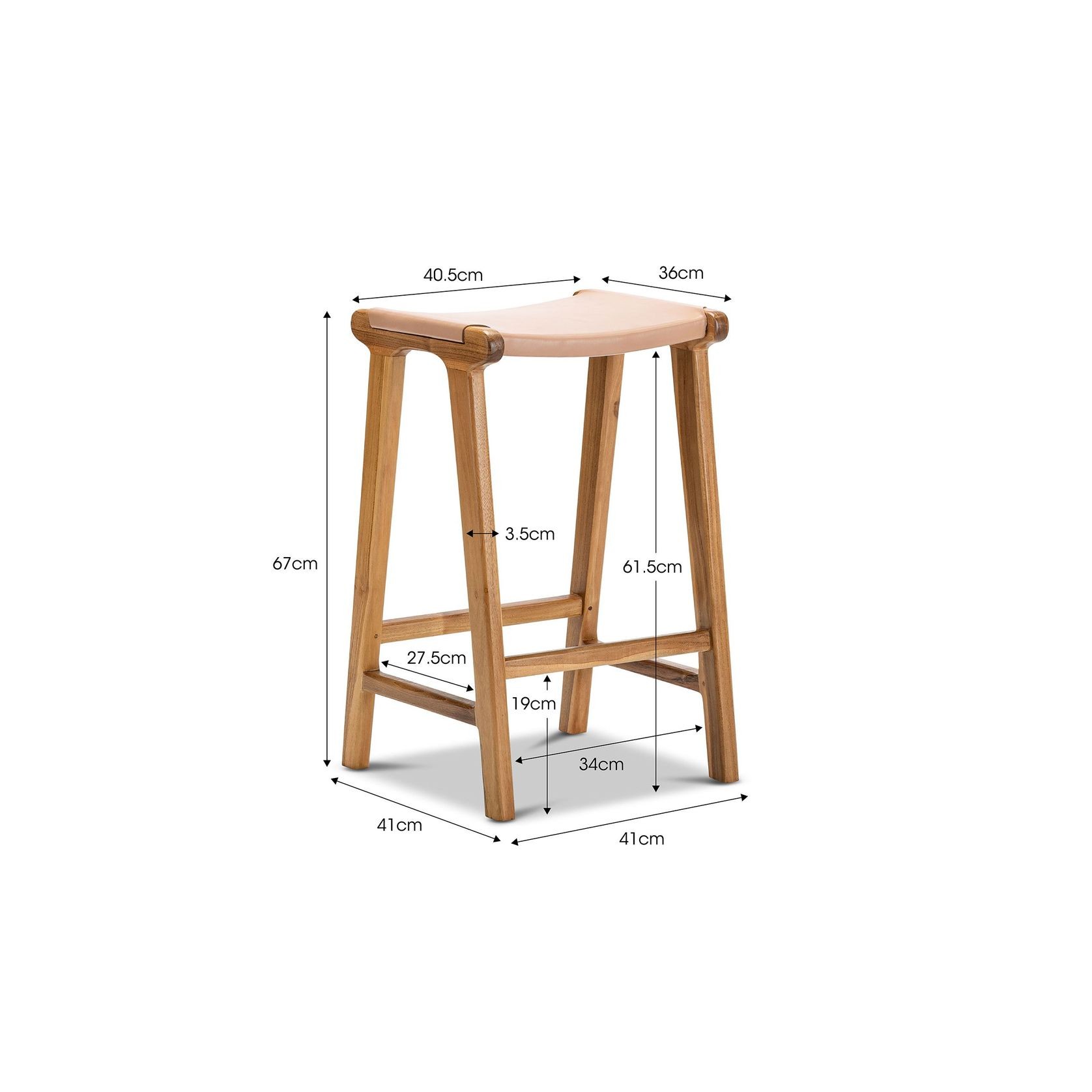 Casey Flat Leather Barstool | 66cm | Nude Tan gallery detail image