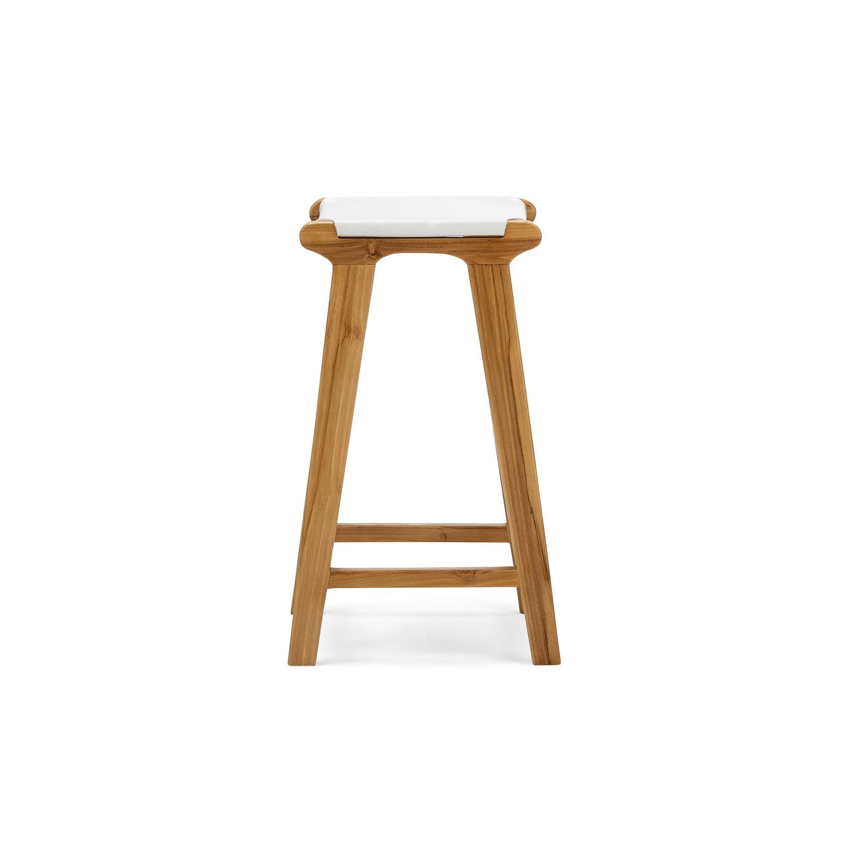 Casey Flat Leather Barstool | 66cm | White gallery detail image