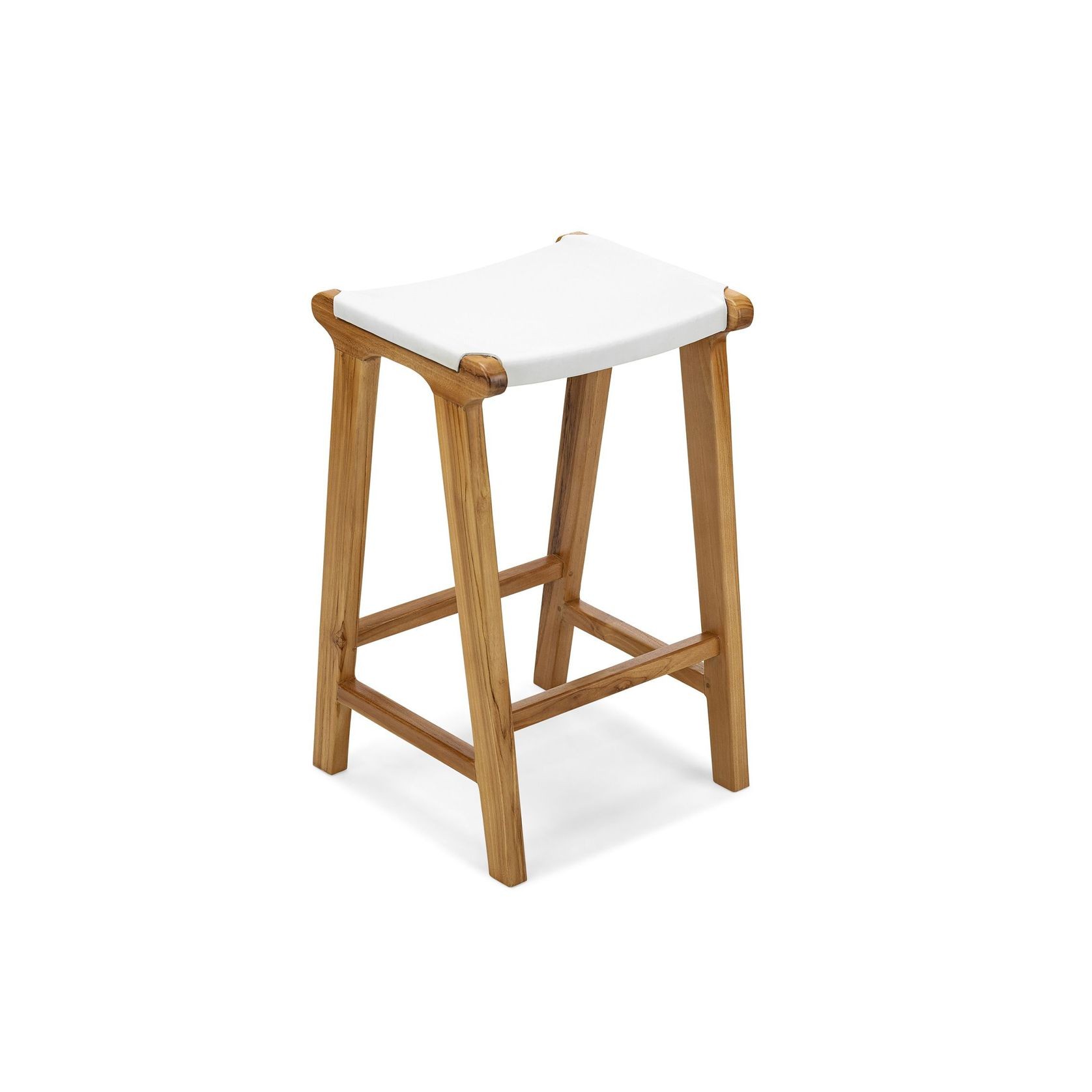 Casey Flat Leather Barstool | 66cm | White gallery detail image