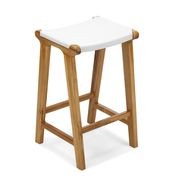 Casey Flat Leather Barstool | 66cm | White gallery detail image