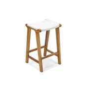 Casey Flat Leather Barstool | 66cm | White gallery detail image