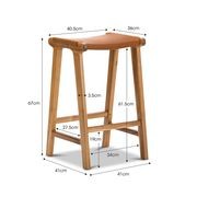 Casey 67cm Flat Leather Barstool | Coco Tan gallery detail image