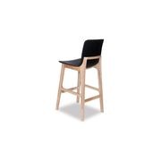Ara Stool - Natural - Black Shell - Bar Bench Seat Height 74cm  - Black Seat - Natural Ash legs gallery detail image