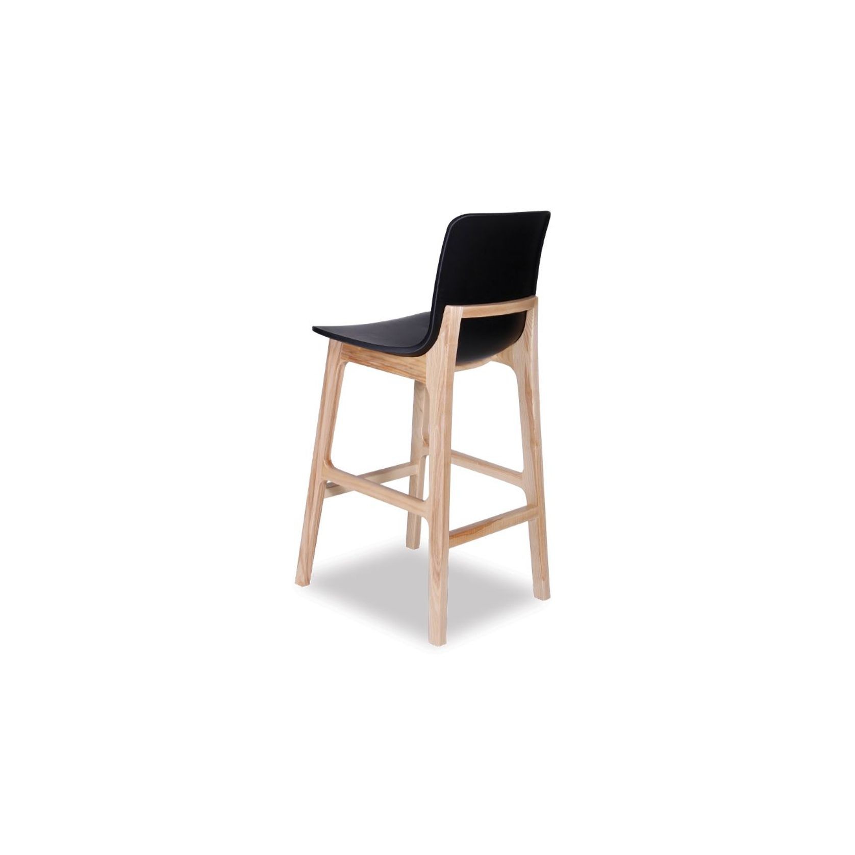 Ara Stool - Natural - Black Shell - Kitchen Bench Seat Height 65cm - Black Seat - Natural Ash legs gallery detail image