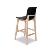 Ara Stool - Natural - Black Shell - Kitchen Bench Seat Height 65cm  - Black Seat - Natural Ash legs gallery detail image