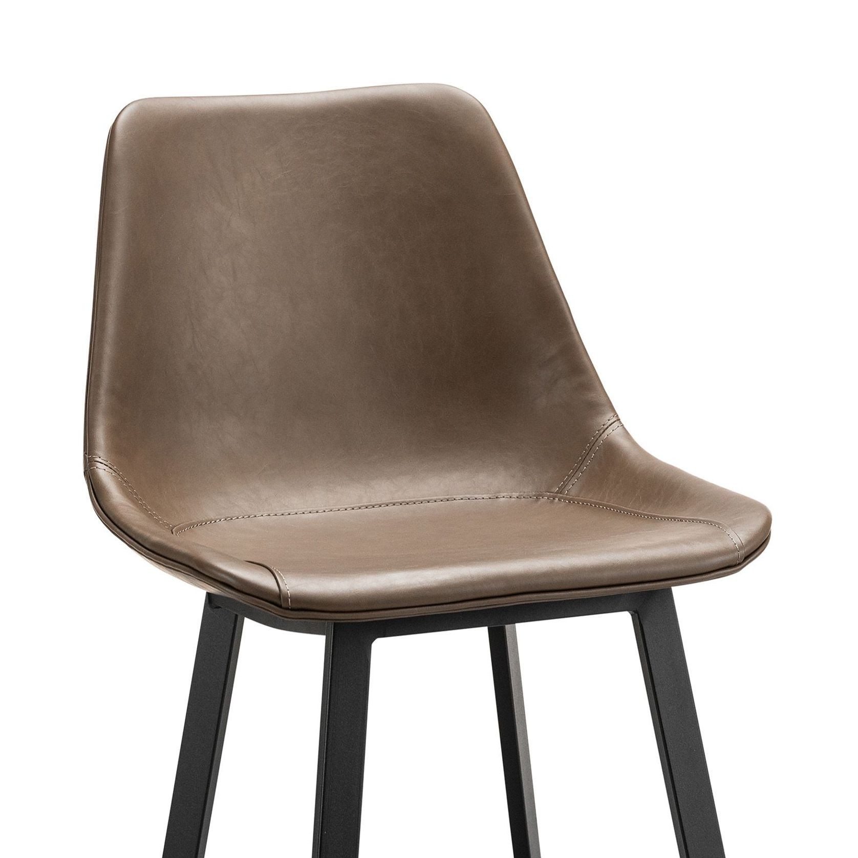Hanns Mocha Brown Vegan Leather 67cm High Back Barstool | Set of 2 gallery detail image