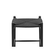 Arche Solid Ashwood Woven Cord Barstool | Black gallery detail image