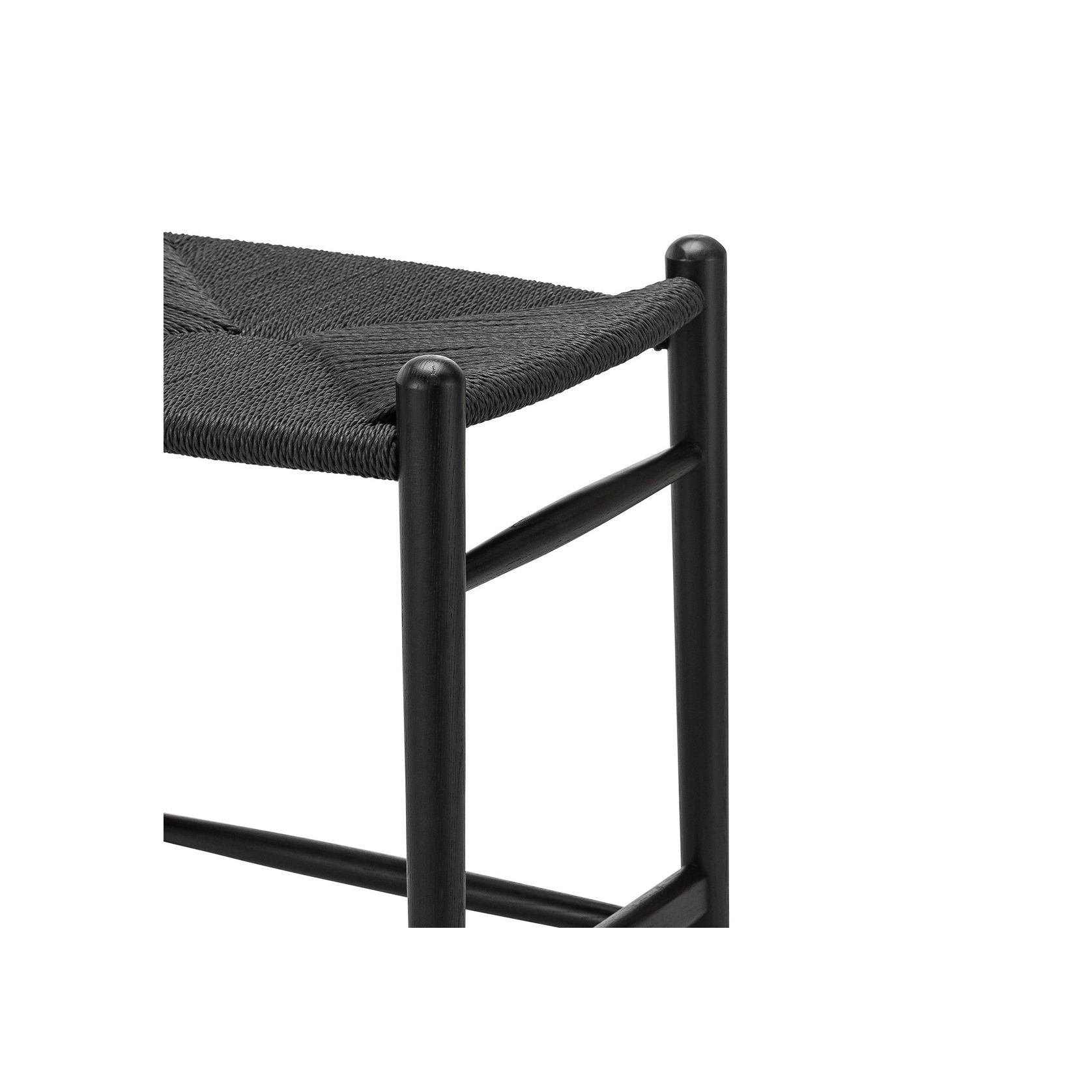 Arche Solid Ashwood Woven Cord Barstool | Black gallery detail image