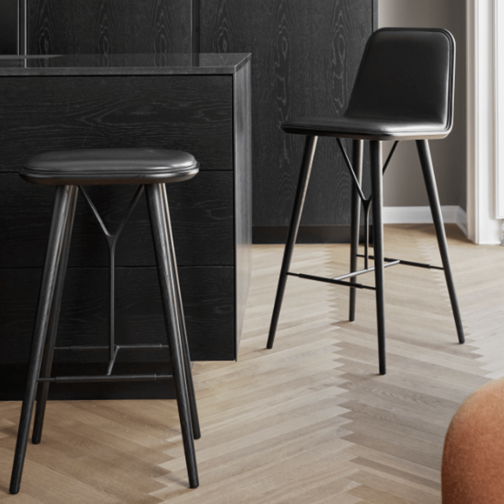 Spine Wood Stool Black by Fredericia gallery detail image