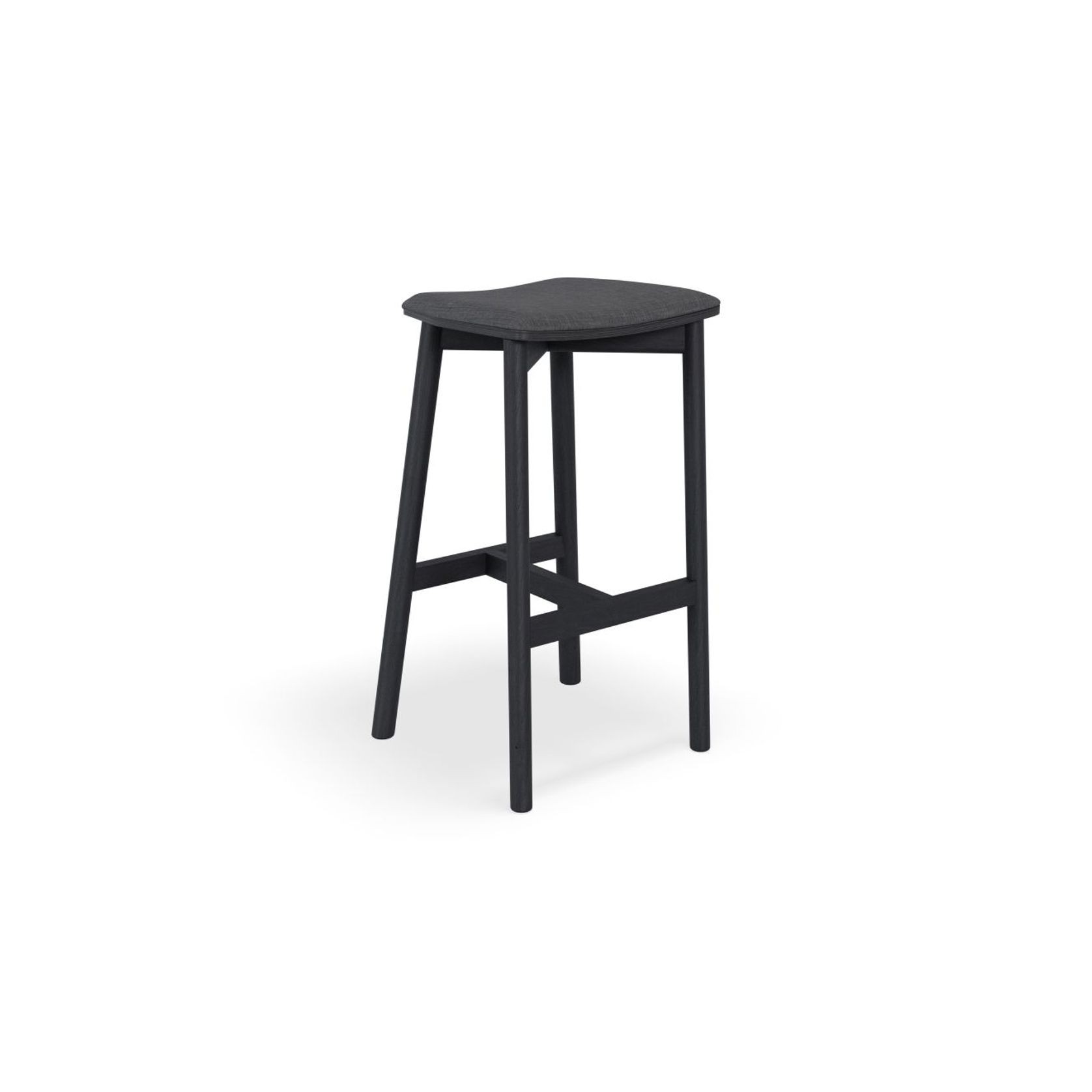 Andi Stool - Black - Backless with Pad - 75cm Seat Height Vintage Grey Vegan leather Seat Pad gallery detail image