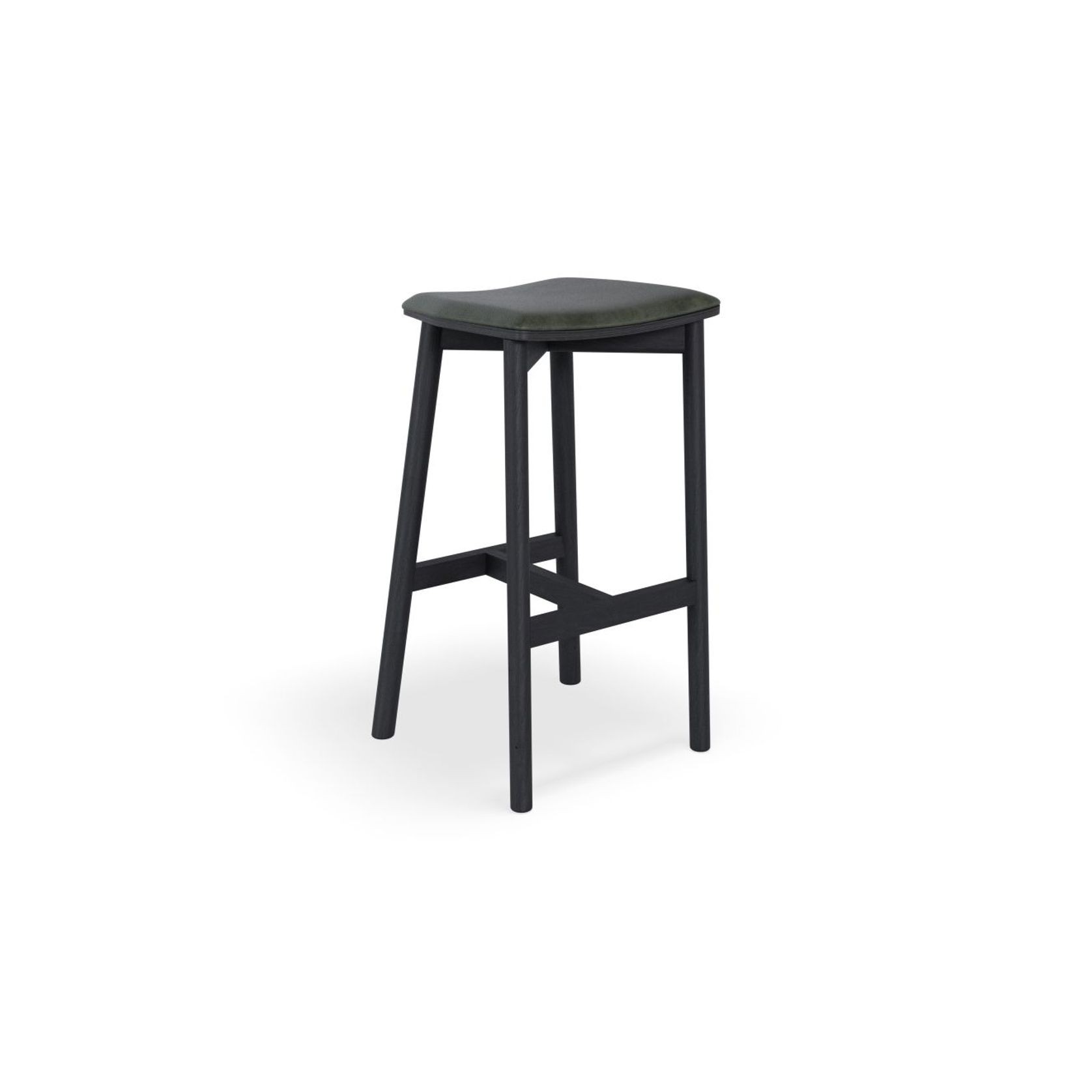 Andi Stool - Black - Backless with Pad - 75cm Seat Height Light Grey Fabric Seat Pad gallery detail image