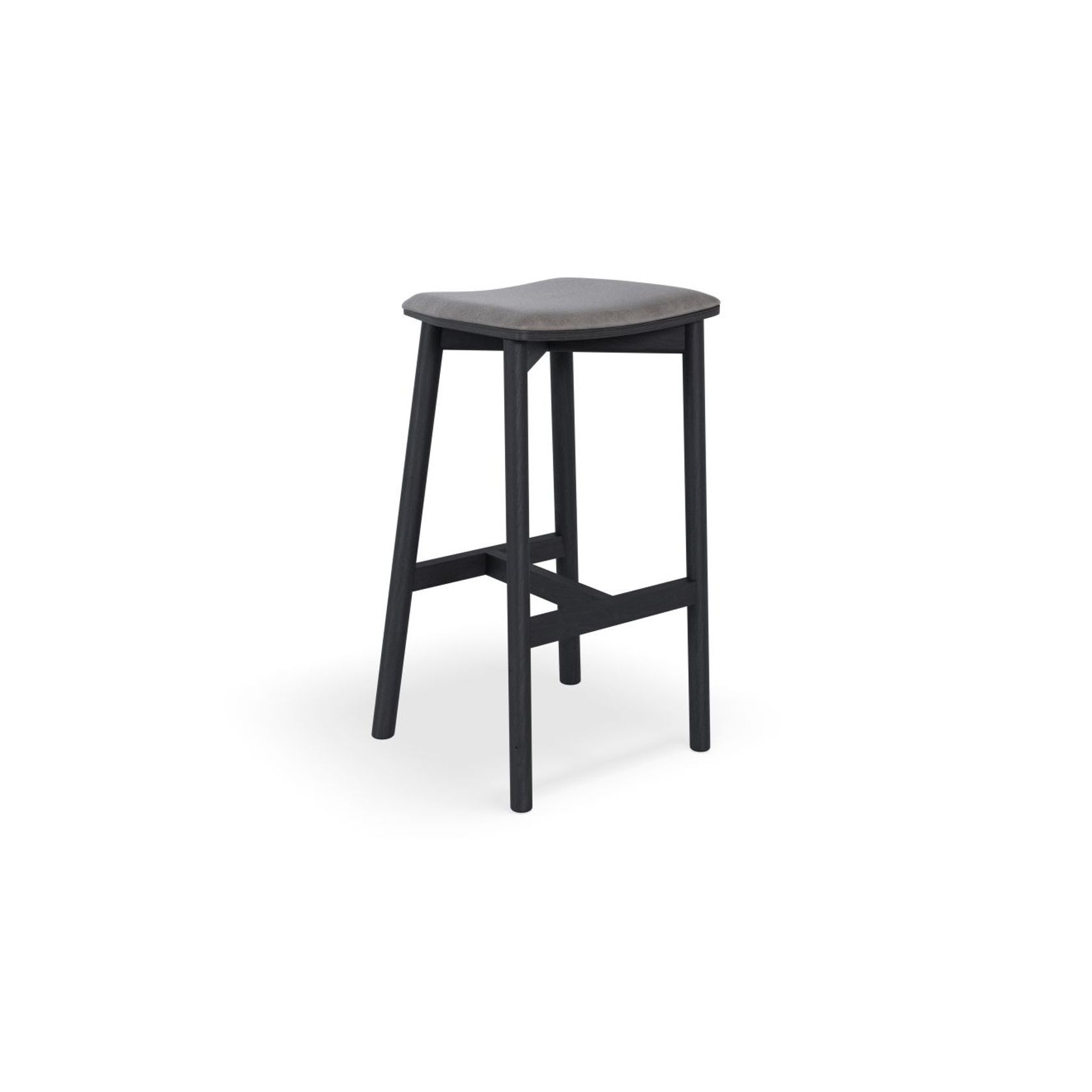 Andi Stool - Black - Backless with Pad - 75cm Seat Height Vintage Grey Vegan leather Seat Pad gallery detail image