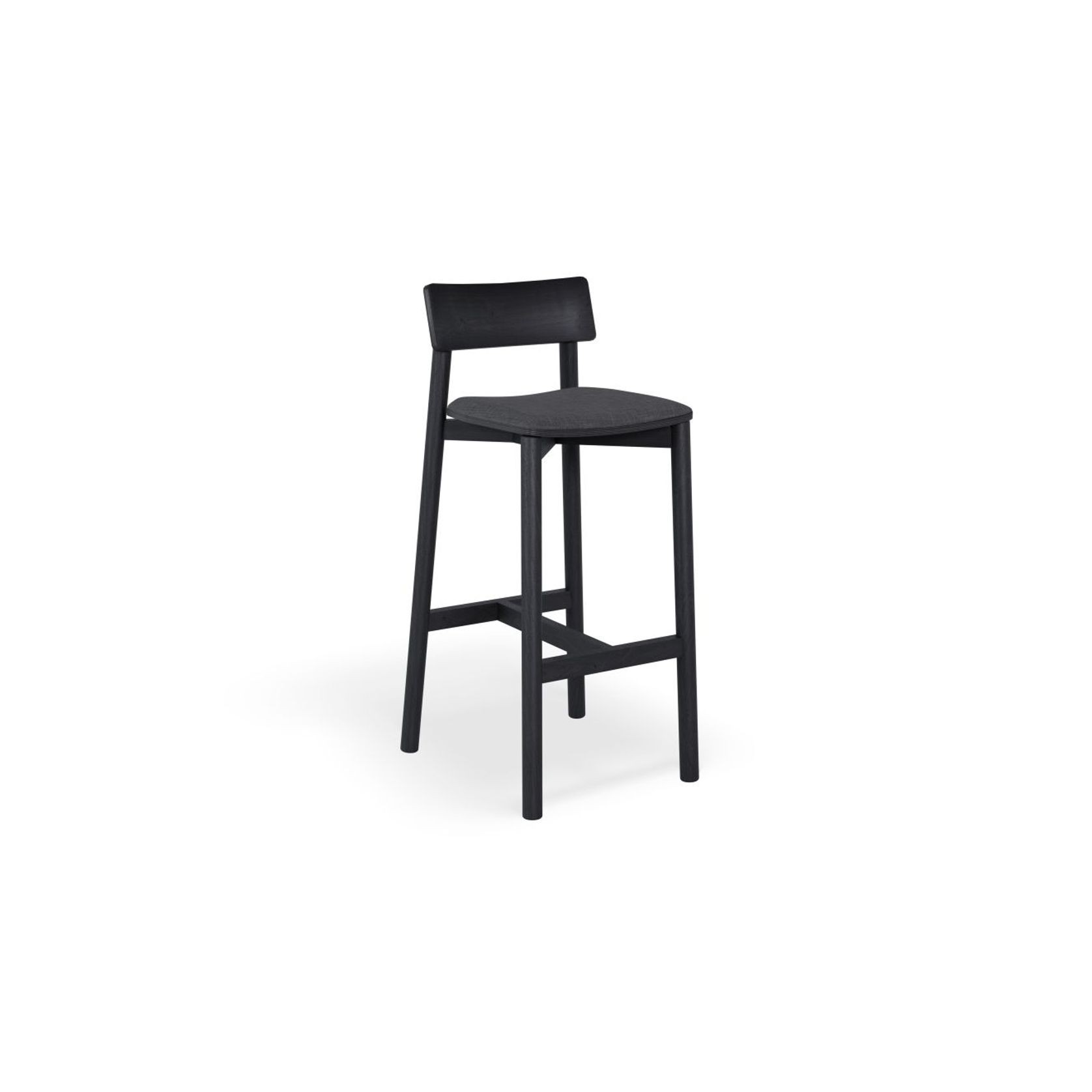 Andi Stool - Black with Pad - 75cm Seat Height Light Grey Fabric Seat Pad gallery detail image