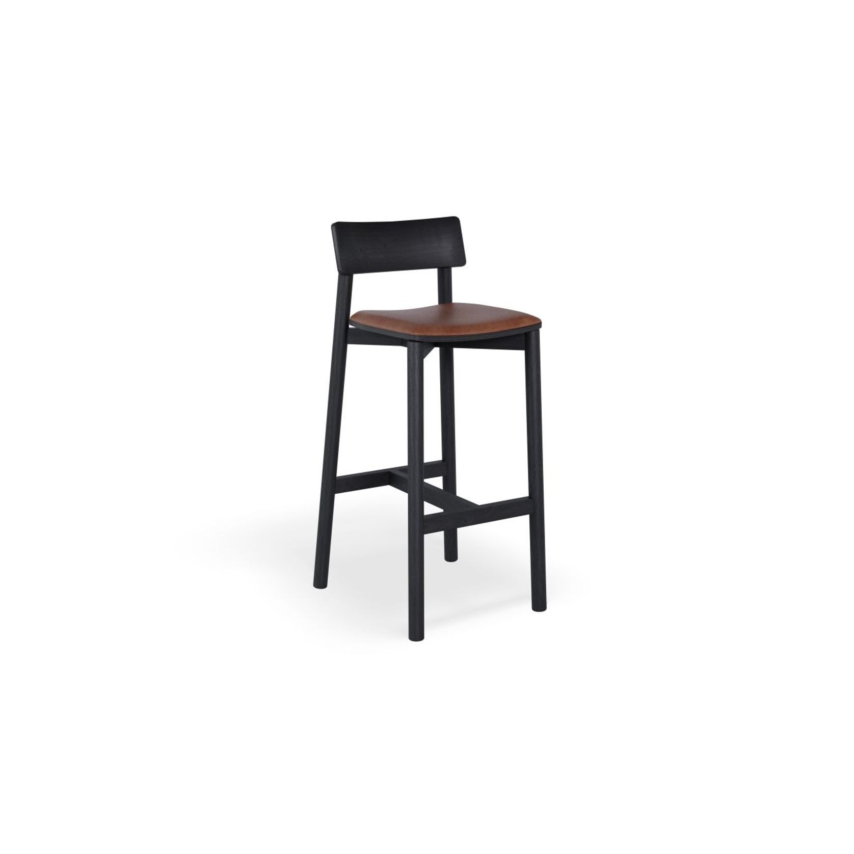 Andi Stool - Black with Pad - 66cm Seat Height Light Grey Fabric Seat Pad gallery detail image