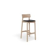 Andi Stool - Natural with Pad - 75cm Seat Height Vintage Grey Vegan leather Seat Pad gallery detail image
