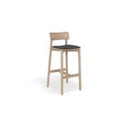 Andi Stool - Natural with Pad - 66cm Seat Height Vintage Grey Vegan leather Seat Pad gallery detail image