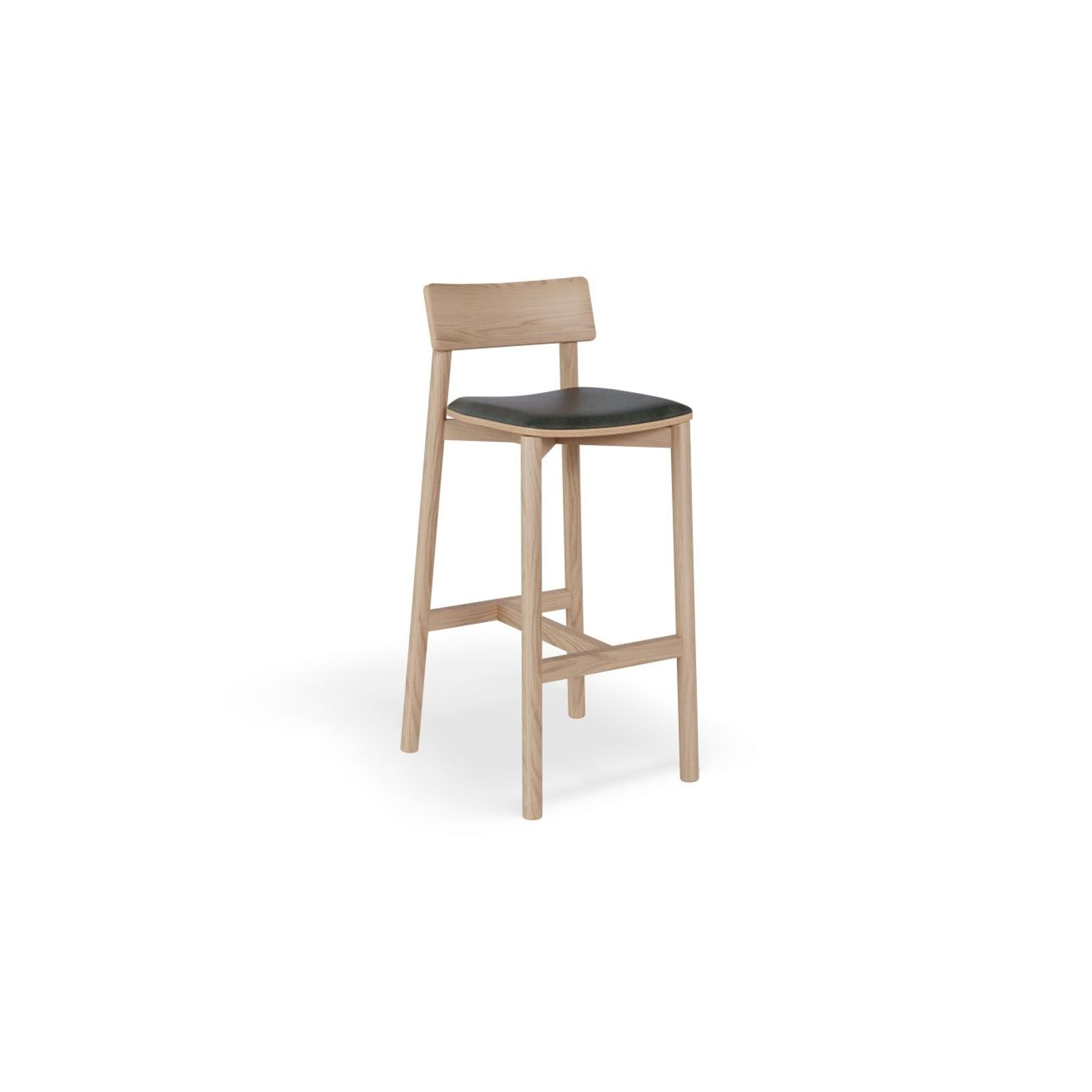 Andi Stool - Natural with Pad - 75cm Seat Height Vintage Grey Vegan leather Seat Pad gallery detail image