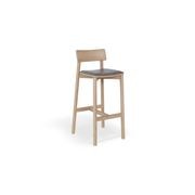 Andi Stool - Natural with Pad - 66cm Seat Height Light Grey Fabric Seat Pad gallery detail image