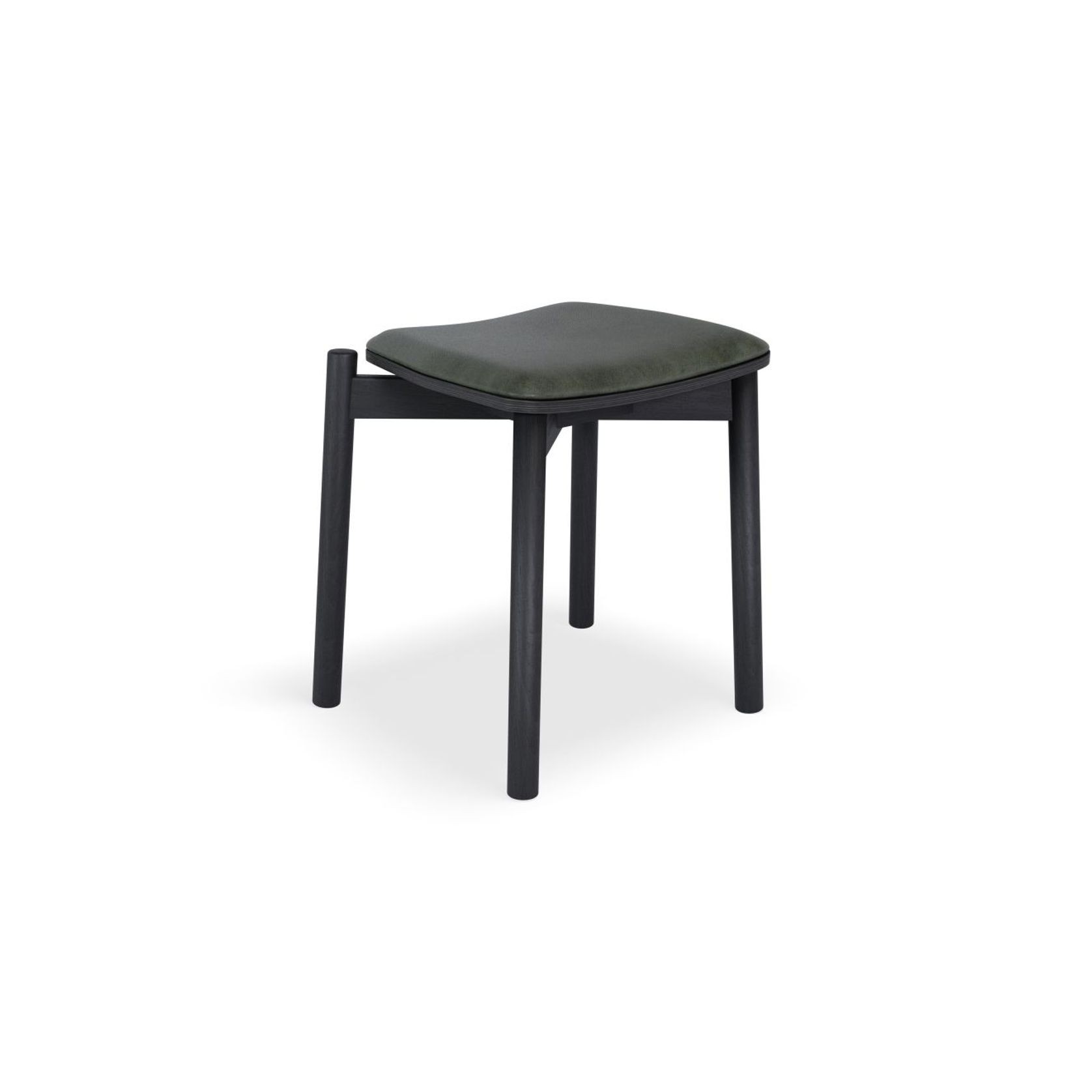 Andi Low Stool - Black Ash with Pad - 45cm - Charcoal Fabric Seat Pad gallery detail image