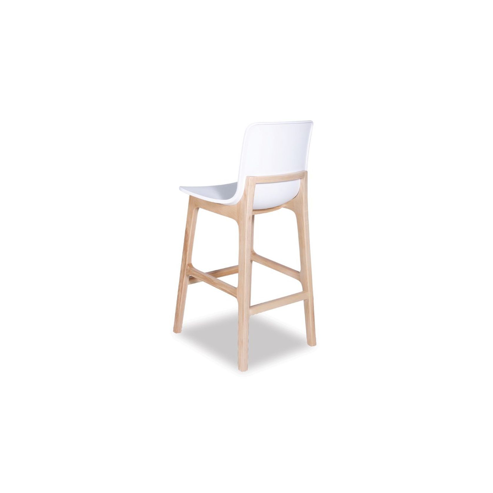 Ara Stool - Natural - White Shell  - Bar Bench Seat Height 74cm  - White Seat - Natural Ash legs gallery detail image