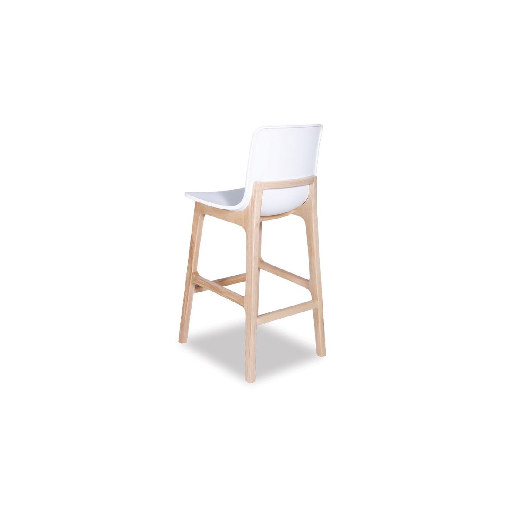 Ara Stool - Natural - White Shell - Kitchen Bench Seat Height 65cm - White Seat - Natural Ash legs gallery detail image