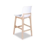 Ara Stool - Natural - White Shell  -  Kitchen Bench Seat Height 65cm  - White Seat - Natural Ash legs gallery detail image