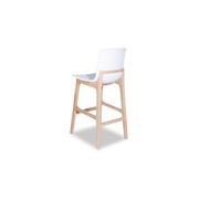 Ara Stool - Natural - White Shell  -  Kitchen Bench Seat Height 65cm  - White Seat - Natural Ash legs gallery detail image