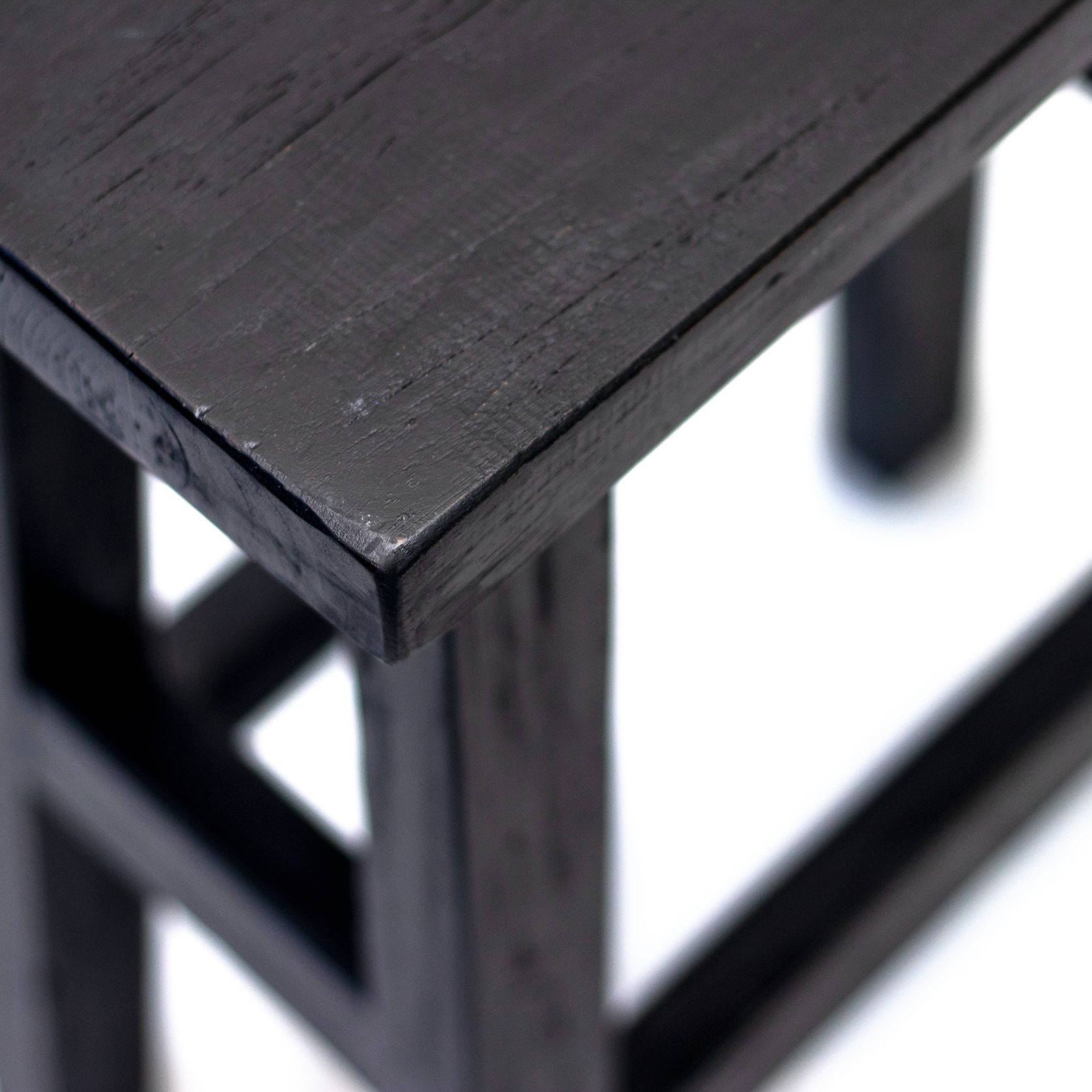 Rustico Reclaimed Teak Bar & Kitchen Counter Stool - Black gallery detail image