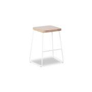 Hugo Low Stool - White - Natural Seat - 46cm Round gallery detail image