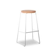 Hugo Bar Stool - White - Natural Seat - 68cm Round gallery detail image