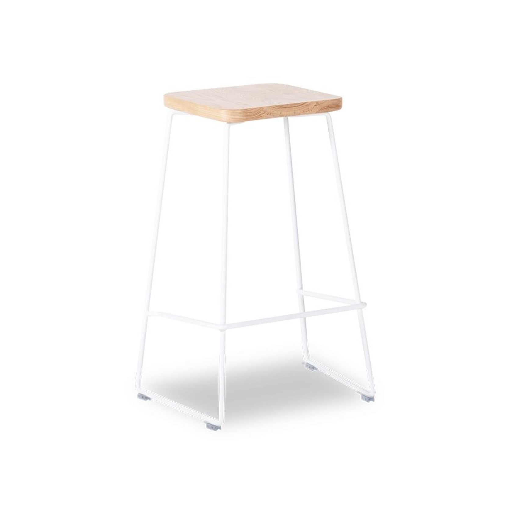 Hugo Bar Stool - White - Natural Seat - 78cm Round gallery detail image