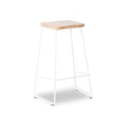 Hugo Bar Stool - White - Natural Seat - 68cm Round gallery detail image