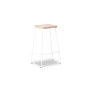 Hugo Bar Stool - White - Natural Seat - 68cm Round gallery detail image