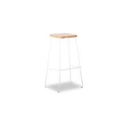 Hugo Bar Stool - White - Natural Seat - 68cm Square gallery detail image