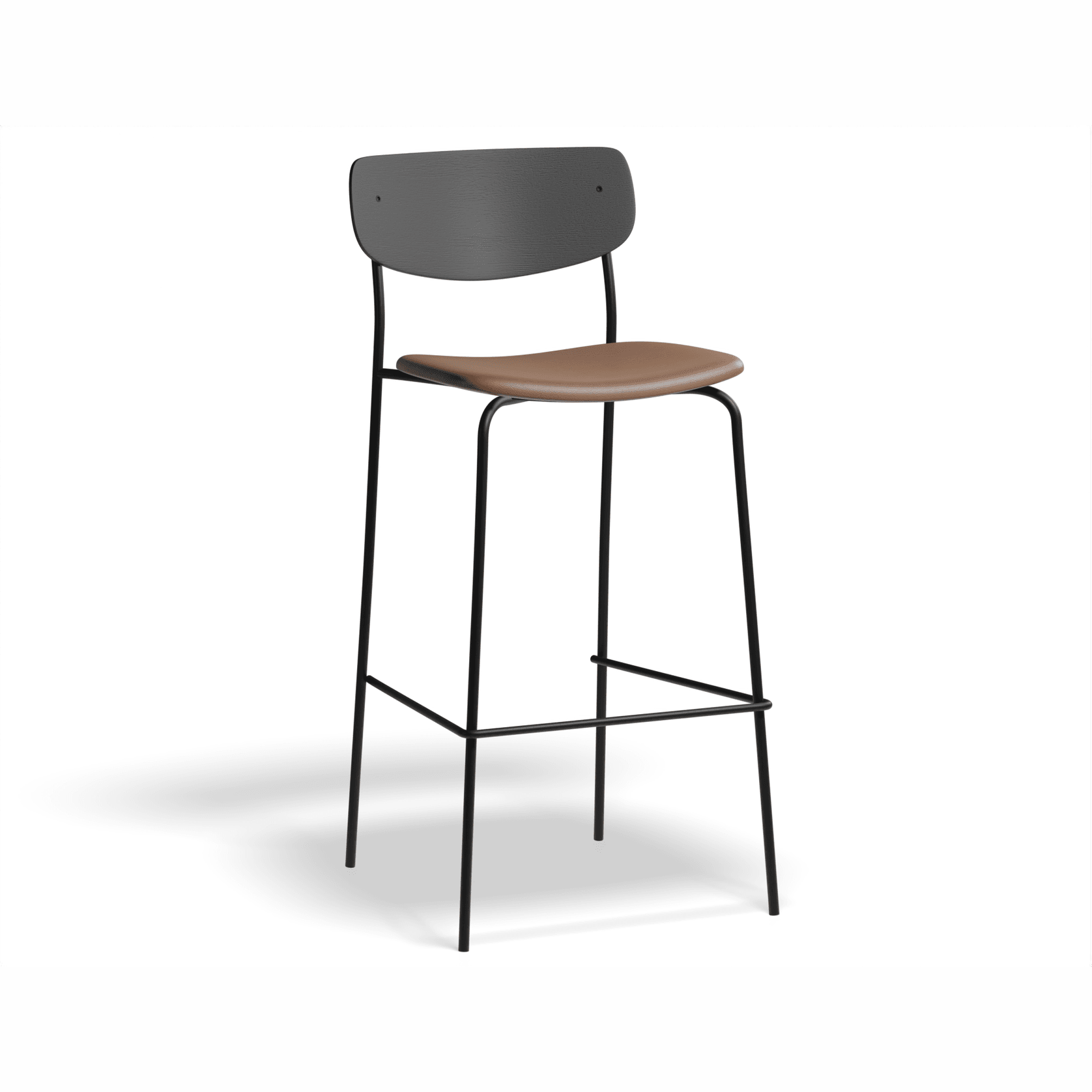 Rylie Stool Black with Vegan Leather Seat gallery detail image