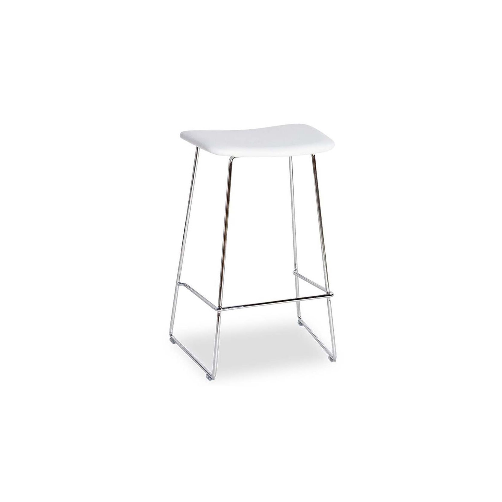 Winnie Stool - Chrome - White Leather - 76cm Bar Height gallery detail image