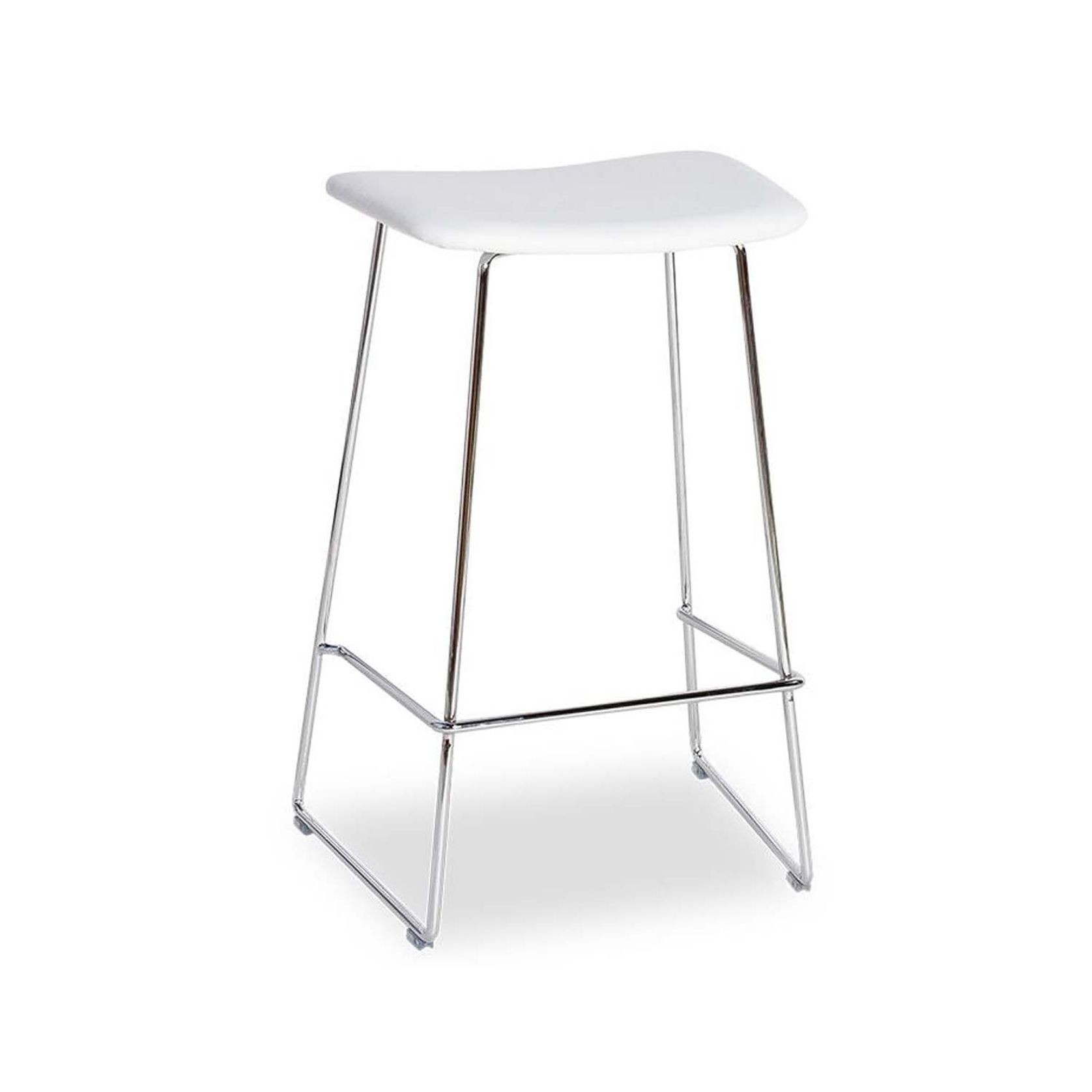 Winnie Stool - Chrome - White Leather - 76cm Bar Height gallery detail image