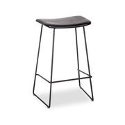Winnie Stool -  Black Leather  - 66cm (Kitchen Bench Height) gallery detail image
