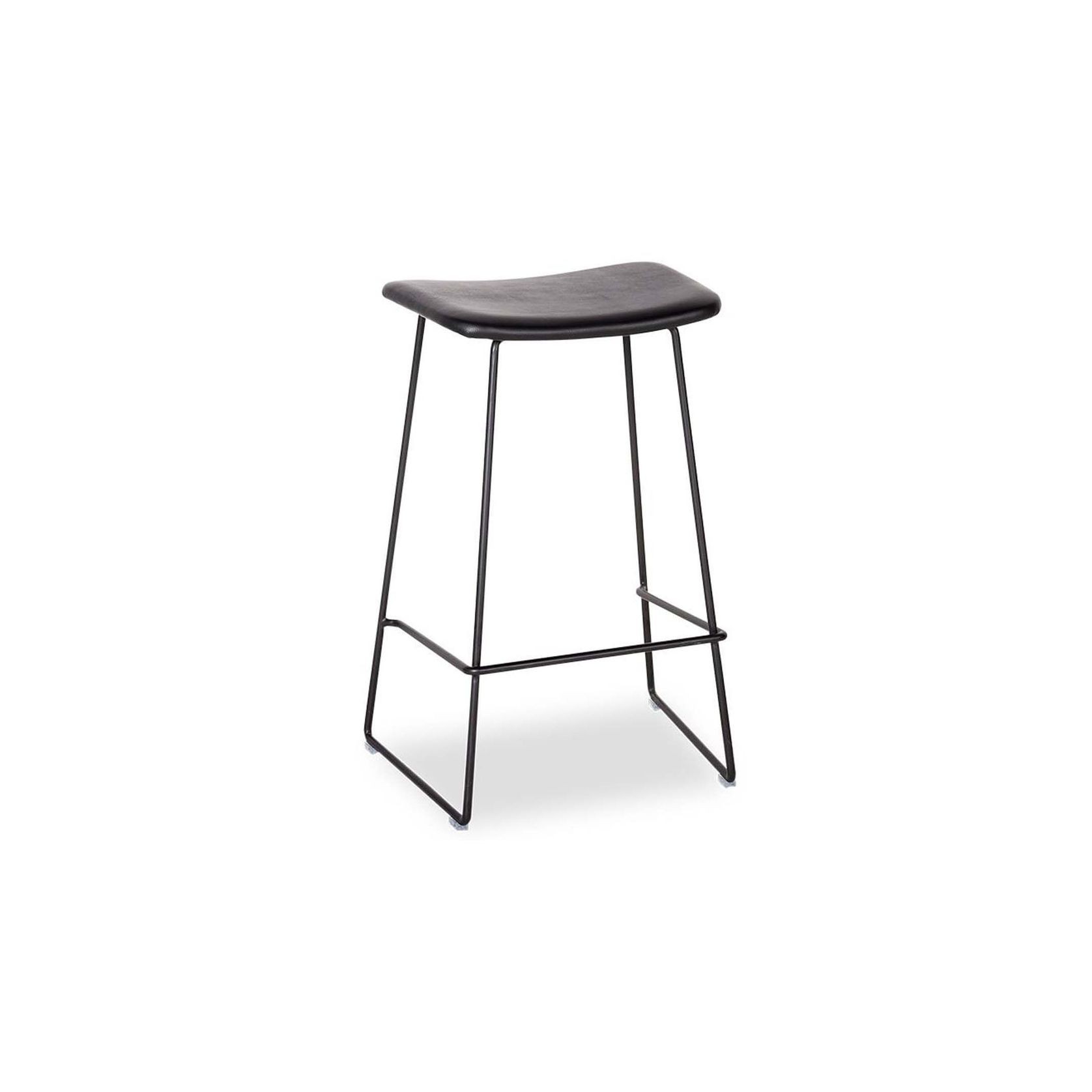 Winnie Stool - Black Leather - 76cm Bench Height gallery detail image