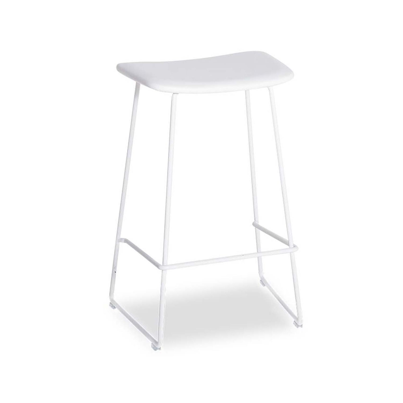 Winnie Stool White Leather - 66cm Kitchen Bench Height gallery detail image