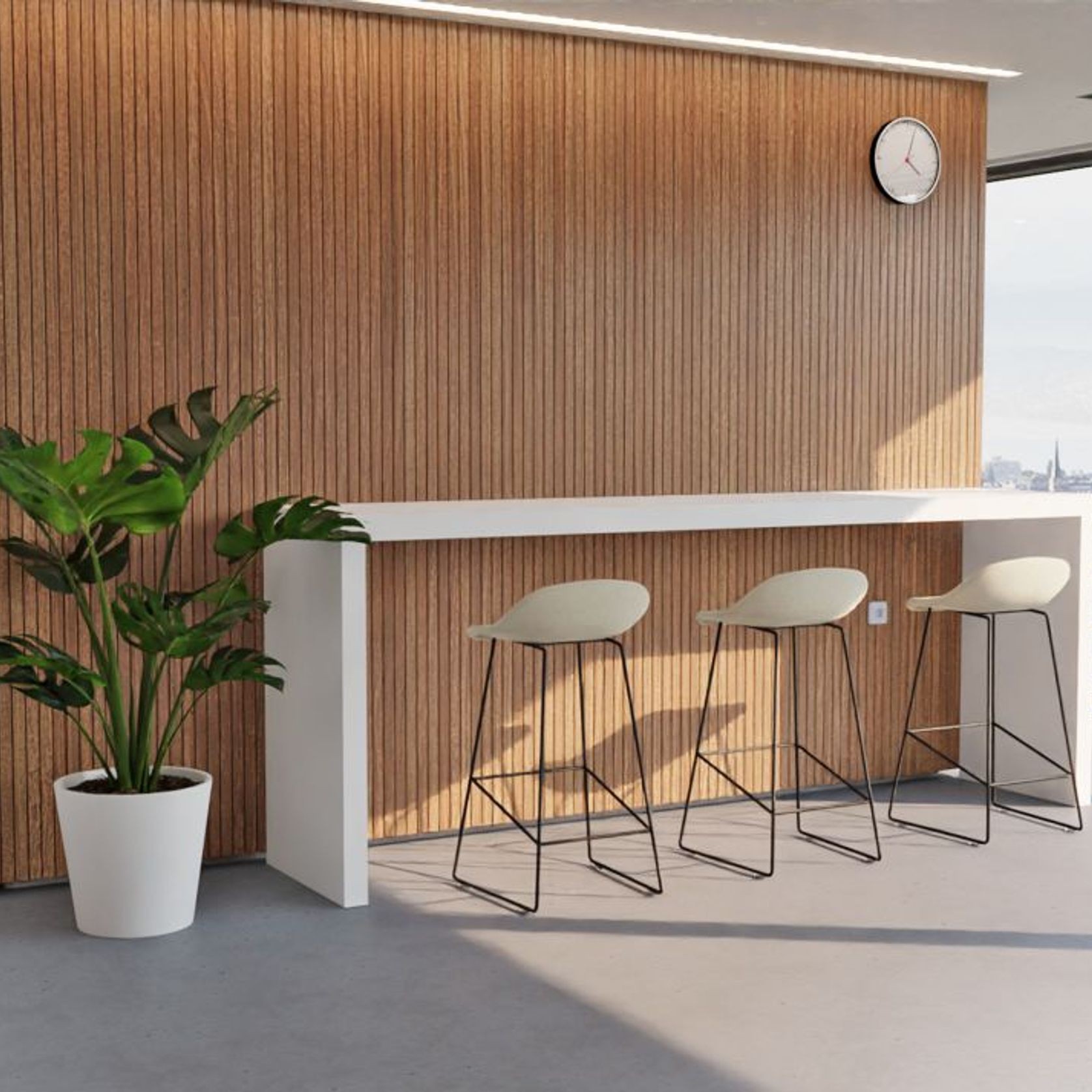 Pop Stool with Black Frame and Fabric Light Grey Seat gallery detail image