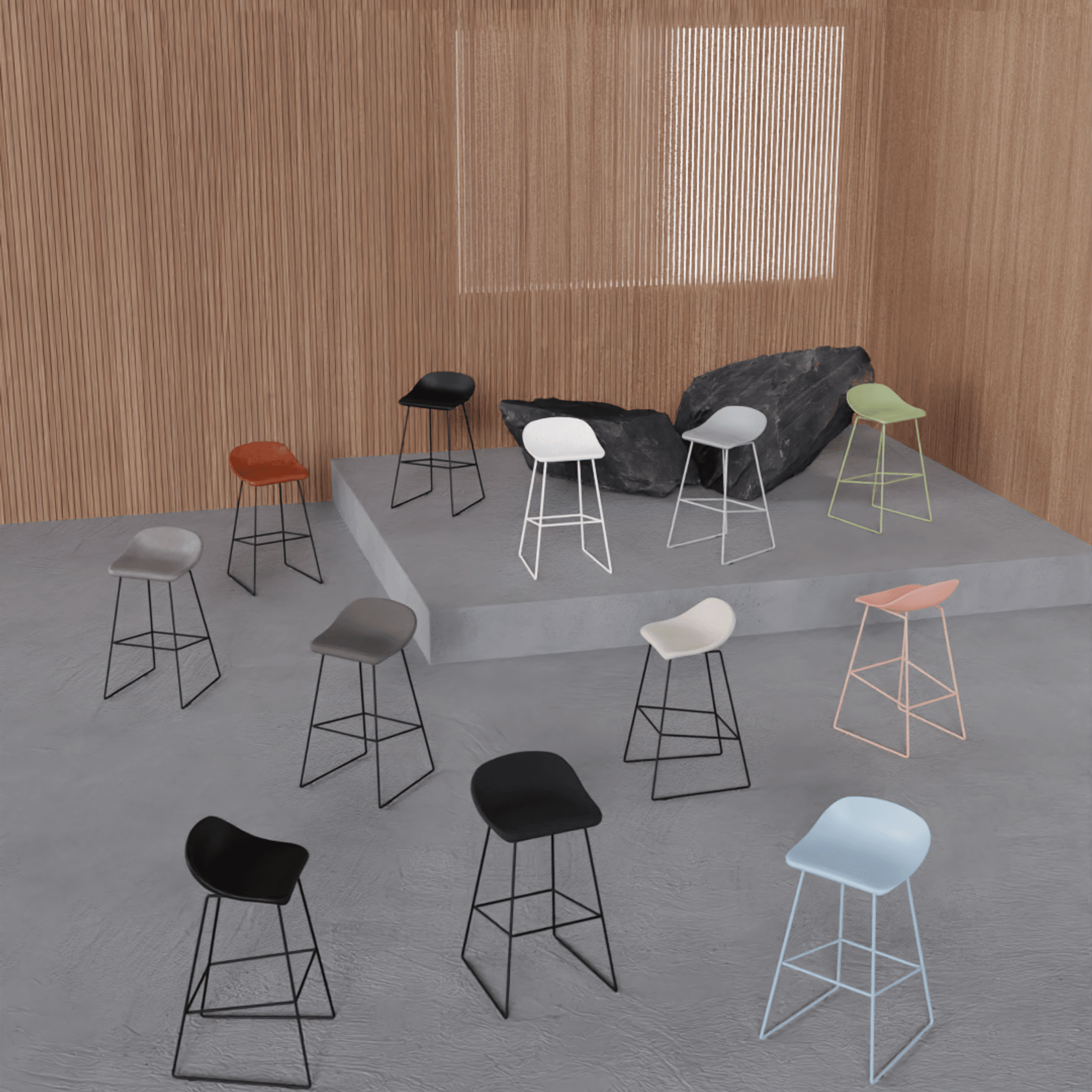 Pop Stool with White Frame and Light Grey Fabric Seat gallery detail image