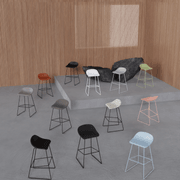 Pop Stool with White Frame and Light Grey Fabric Seat gallery detail image