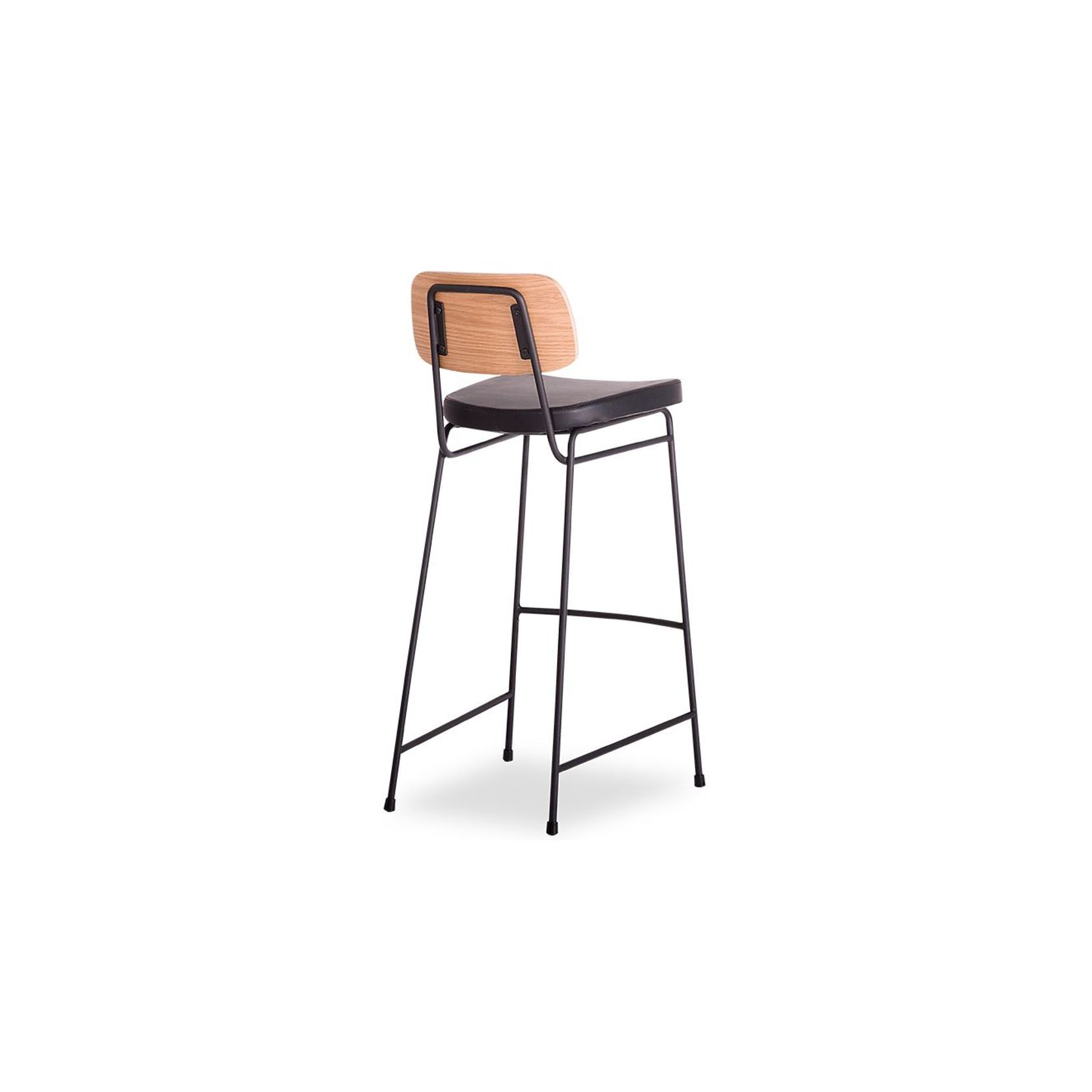 Archie Stool - Black - Natural - Black Pad - 68cm Seat Height (Kitchen Bench height) gallery detail image