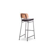 Archie Stool - Black - Natural - Black Pad - 68cm Seat Height (Kitchen Bench height) gallery detail image