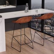 Pop Stool with Black Frame and Upholstered Vintage Tan Seat gallery detail image