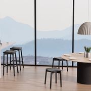 Andi Stool - Black - Backless with Pad - 75cm Seat Height Light Grey Fabric Seat Pad gallery detail image